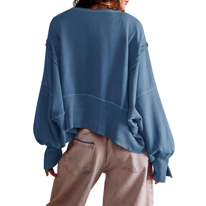 Women's Crewneck Long Sleeve Crop Sweatshirt, New Arrival for Fall